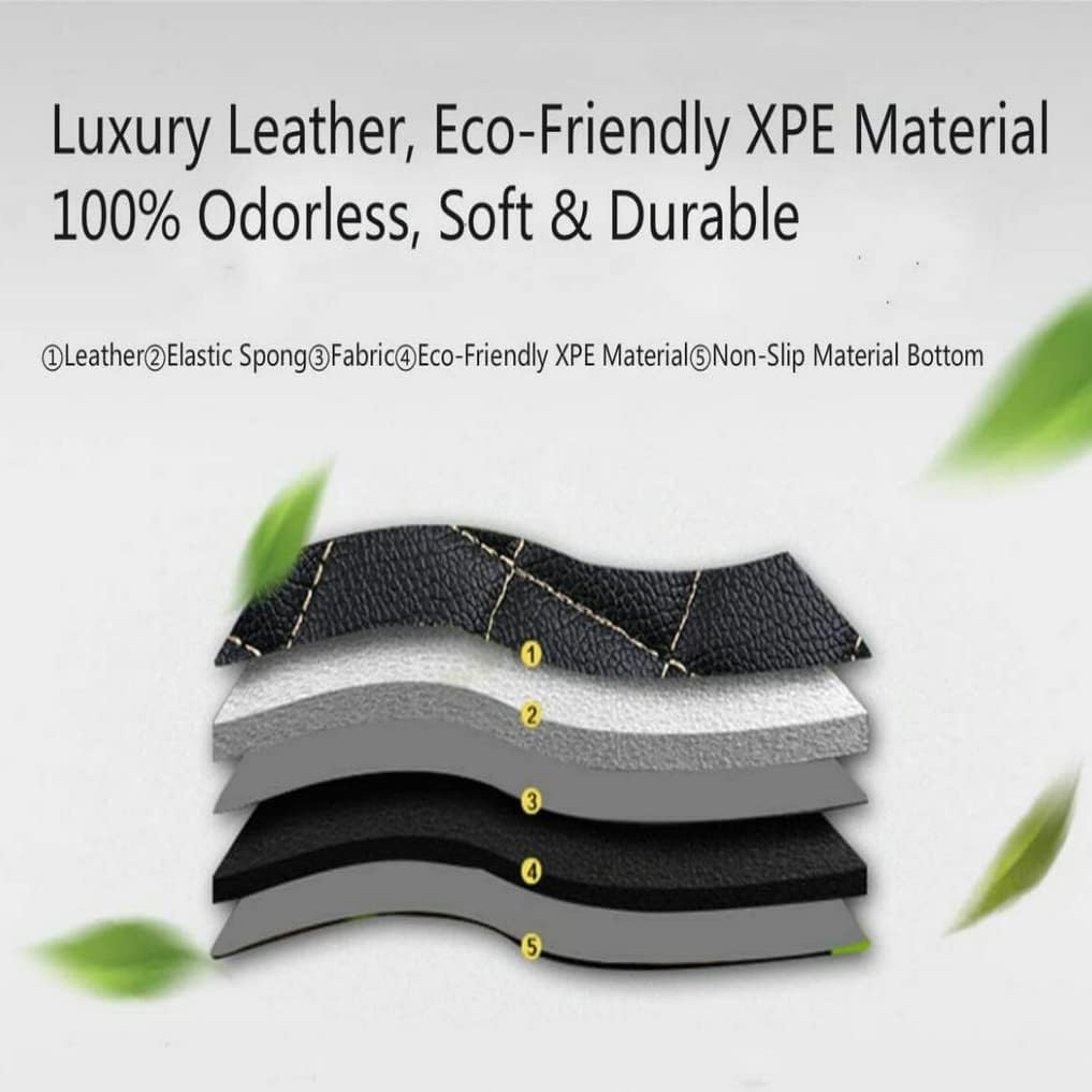 Custom All-Weather Protection Leather Car Floor Mats for Cars Sedan SUV Sports Car Waterproof Floor Mat (All Black)