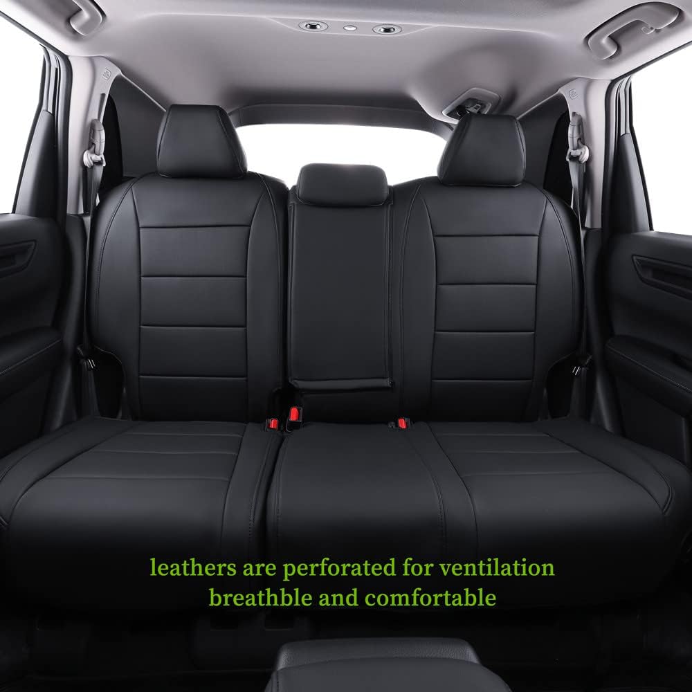 coverdream CRV Seat Covers Custom Fit for 2017-2022 Honda CRV LX,EX,SE,EX-L,Touring,Hybrid(5-Seater Version),Fully Covered Waterproof Leatherette Car Seat Protector (Full Set,Black)