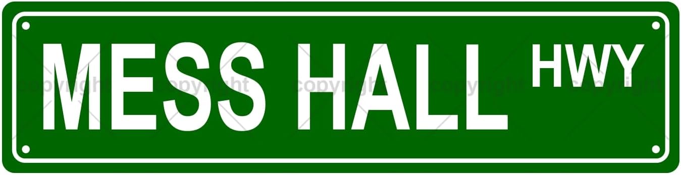 MESS HALL HWY Space Metal Tin Street Sign Bar Cafe Garage Cave Home Room Wall Bathroom Farmhouse Garden Porch Patio Decor, 16 x 4 Inch