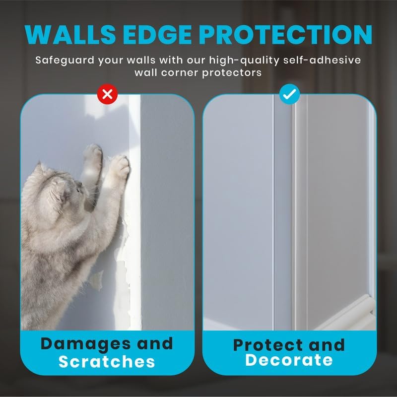 Proflex Wall Corner Protector - Pack of 6 Self Adhesive Corner Guards for Walls Edge Protection - 2 inch x 36 inch, Clear – Easy to Apply – No Tools Needed