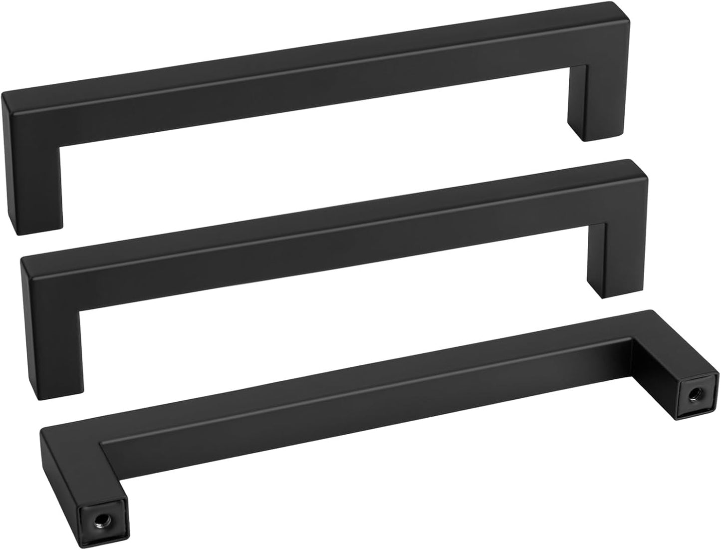 goldenwarm 45 Pack 7-1/2in Black Square Bar Cabinet Pull Drawer Handle Stainless Steel Modern Hardware for Kitchen and Bathroom Cabinets Cupboard,Center to Center 192mm Matte Black Drawer Pulls