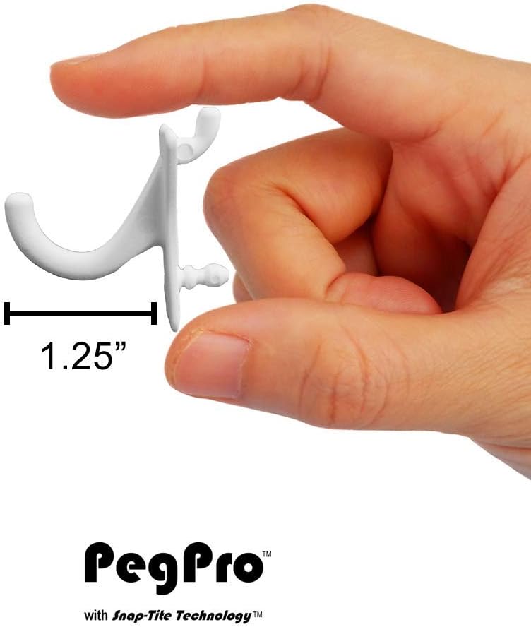 PegPro® J Hooks Kit for Standard “Wood Fiber” pegboard – Durable Plastic Pegboard Hooks - for Garage, Kitchen, Craft Room, and More (J Hook - 24 Pack, White)