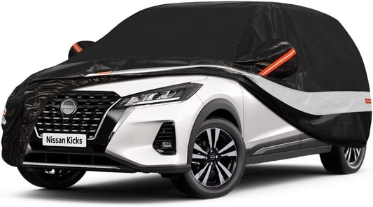 10 Layers SUV Car Cover Custom Fit for Nissan Kicks (2017-2024) Waterproof All Weather for Automobiles, Outdoor Full Cover Sun UV Rain Protection with Cotton.Black