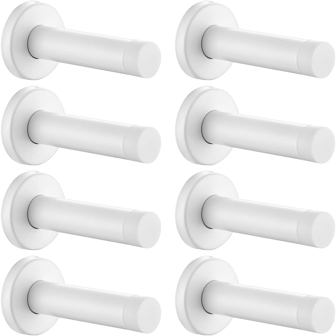 JQK Door Stopper White, 304 Stainless Steel Thicken 1mm Sound Dampening Door Stop Bumper Wall Protetor 8 Pack, DSB5-WH-P8