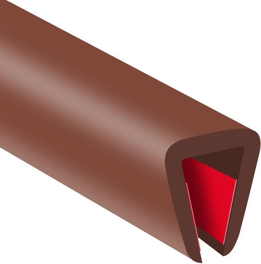 Rubber Edge Trim, Flexible Edge Trim for Sharp Edge, 5/16"(8.0mm) U Channel Edge Protector, Self Adhesive Edge Guards for Plywood, Glass, Flexi-Glass and Mirror, 20Ft, Brown Color