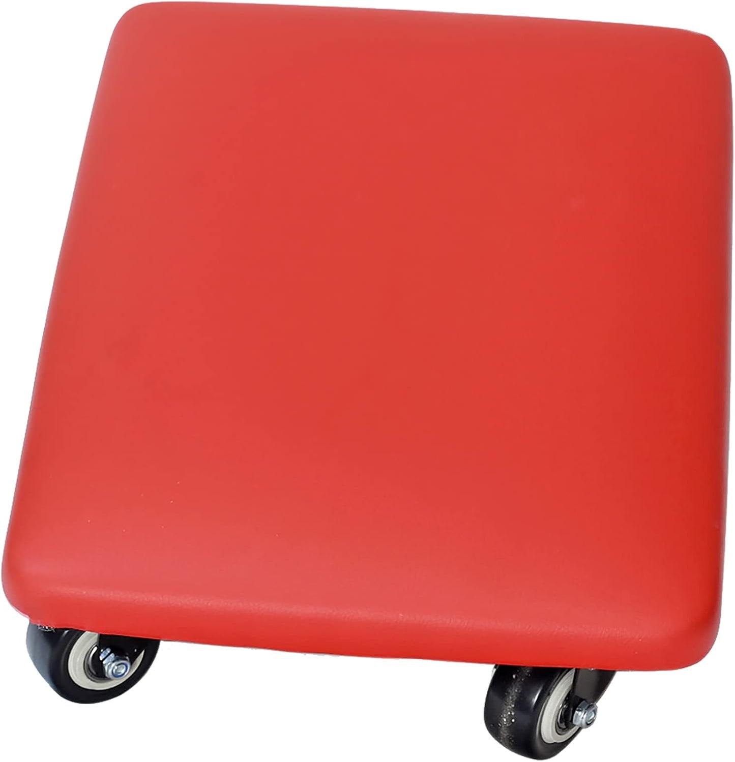 Roller Seat 360 Degree Rotating Low Stool with Wheel Chair PU Leather Universal Swivel Wheels Stool for Home Office Fitness and Garage (Rectangle Red)