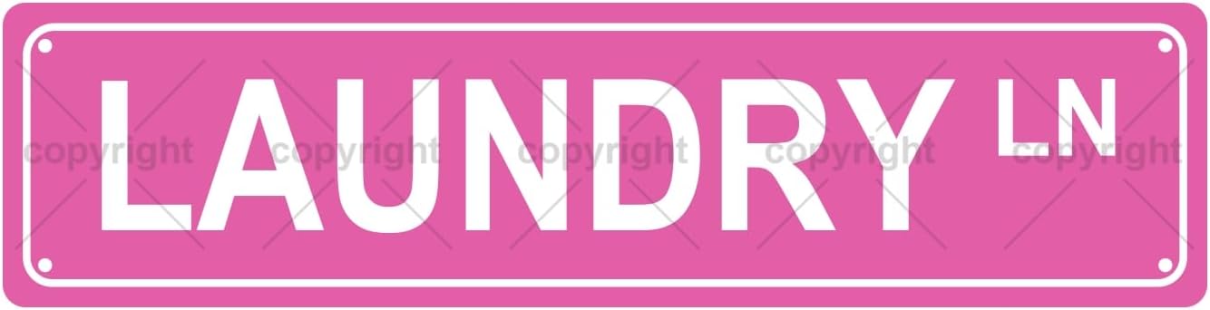 LAUNDRY LN Space Metal Tin Street Sign Bar Cafe Garage Cave Home Room Wall Bathroom Farmhouse Garden Porch Patio Decor, 16 x 4 Inch