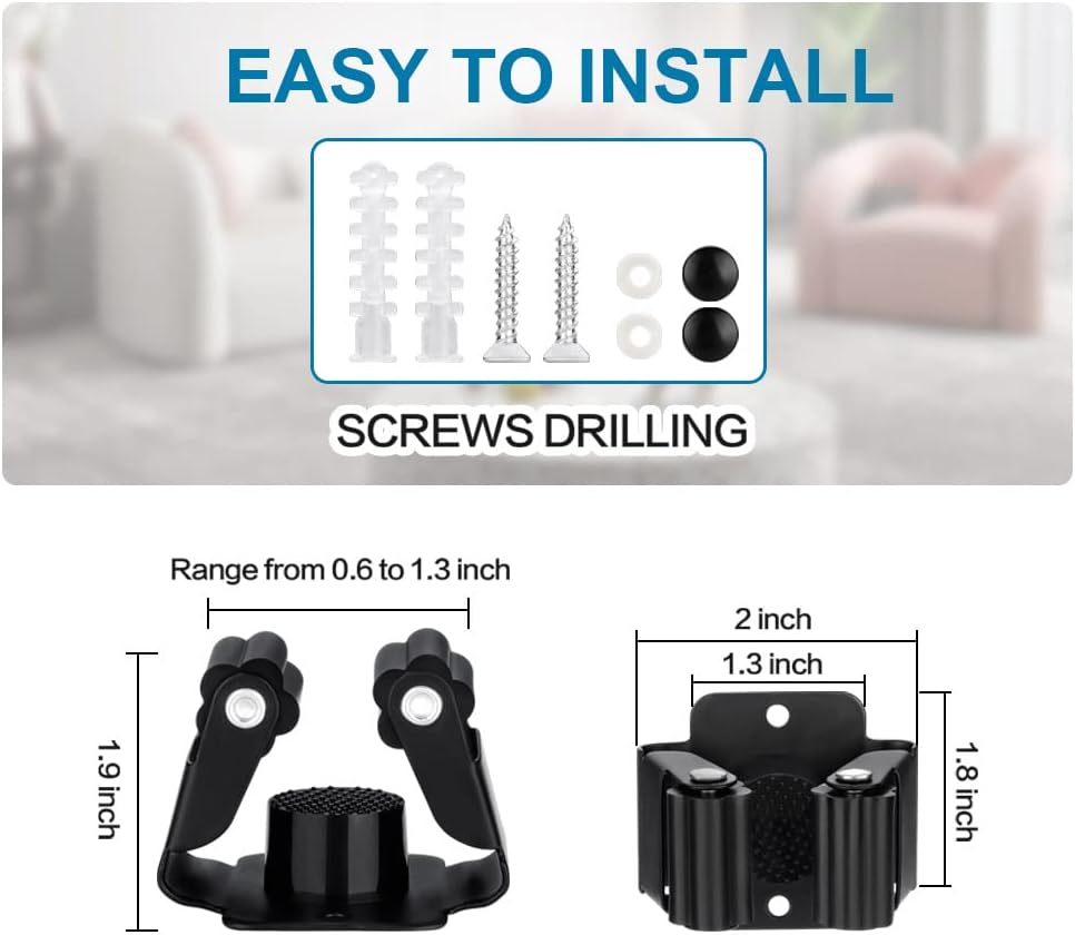 24 PCS Broom and Mop Holder, Heavy Duty Garden Tool Organizer Rack Rake and Shovel Handle, Stainless Steel Mop Hanger. Wall Mounted Utility Rack with Screws, Silver.