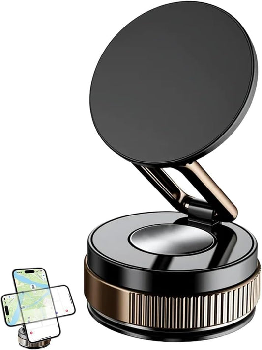 360° Adjustable Vacuum Magnetic Phone Holder, 2025 Strong Suction Portable Magnetic Car Phone Stand,Universal Magnetic Phone Mount for Cars/Gyms/Mirrors/Smooth Surface (Black)