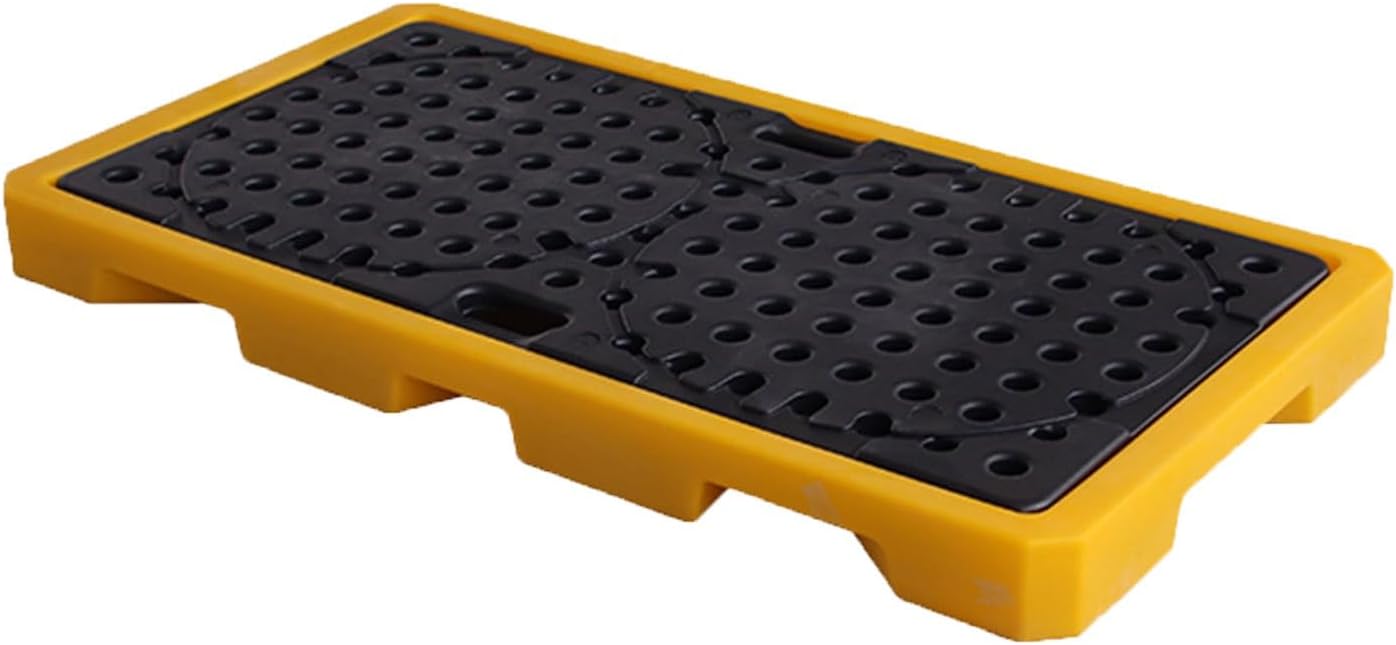 Drum Containment Spill Pallet, Industrial Nestable Oil Drums Leak-Proof Tray, Garage Storage Detachable Anti Slip Polyethylene Platform with Drain (Color : Yellow-5 Pack, Size : 51.2"x26.8"x