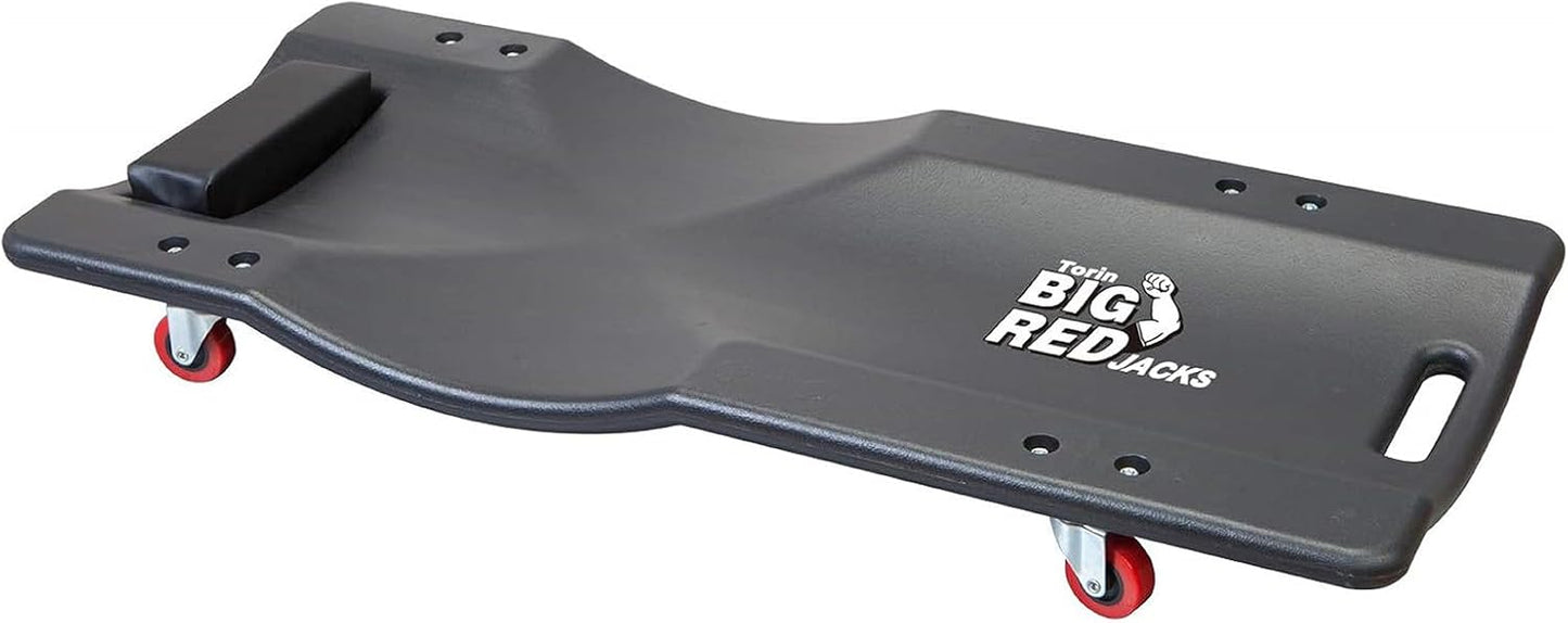 BIG RED Torin 36" Rolling Garage Creeper, Shop Creeper Blow Molded Plastic Mechanic Cart with Padded Headrest with 4 Casters, 350 LBS, Black