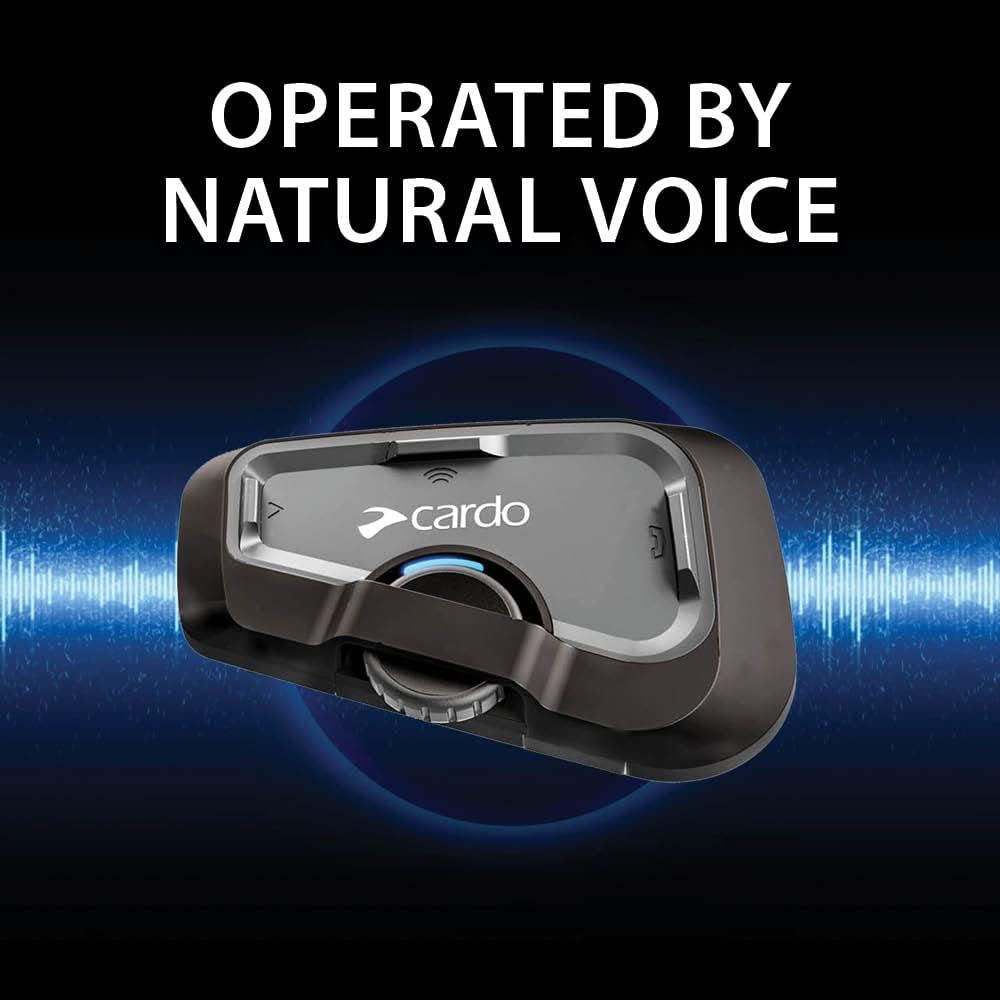 Cardo Systems FREECOM 4X Motorcycle 4-Way Helmet Bluetooth Communication System Headset Intercom, Universal Bluetooth Connectivity, Waterproof, 40mm Speakers - Single Pack