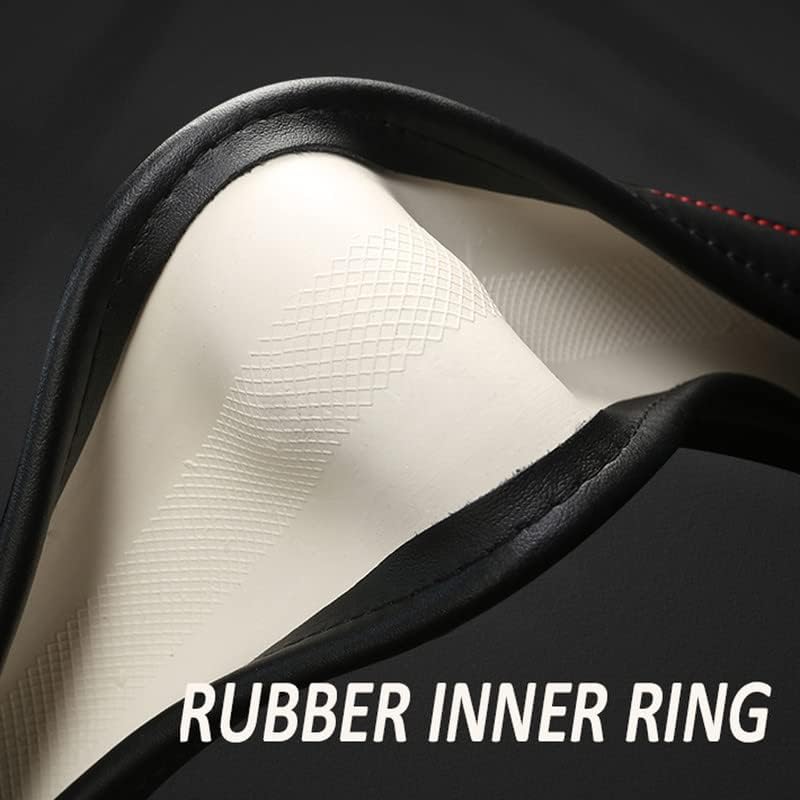 Cowhide Steering Wheel Cover Heat Resistant Anti-Slip Car Wheel Wrap Compatible with Most Makes and Models of Cars and Trucks with 14.5 to 15 Inch Steering Wheel(RED)