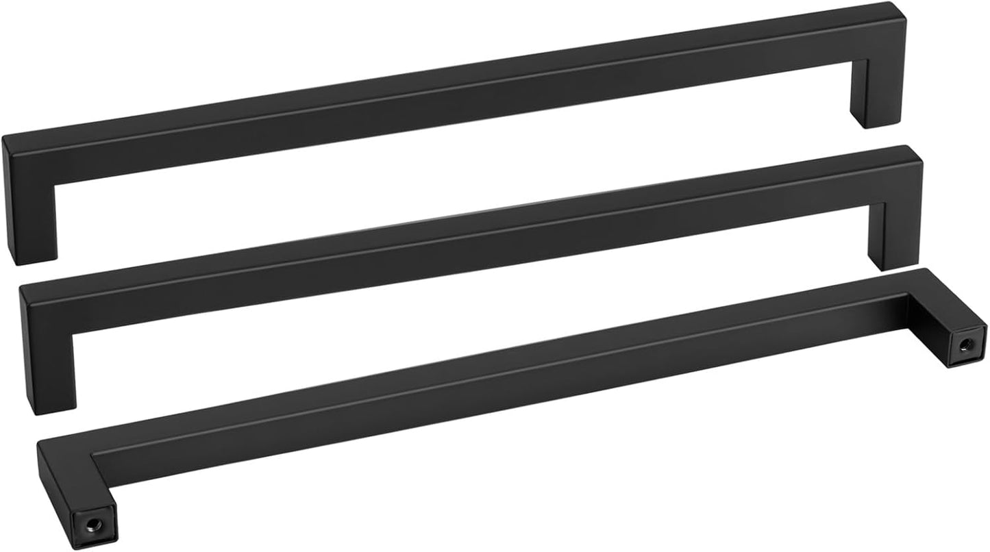 goldenwarm 1 Pack 18INCH Black Cabinet Pulls Kitchen Cabinet Handles-LSJ12BK458 Square Drawer Handle Metal Bathroom Cabinets Hardware 458mm Hole Center