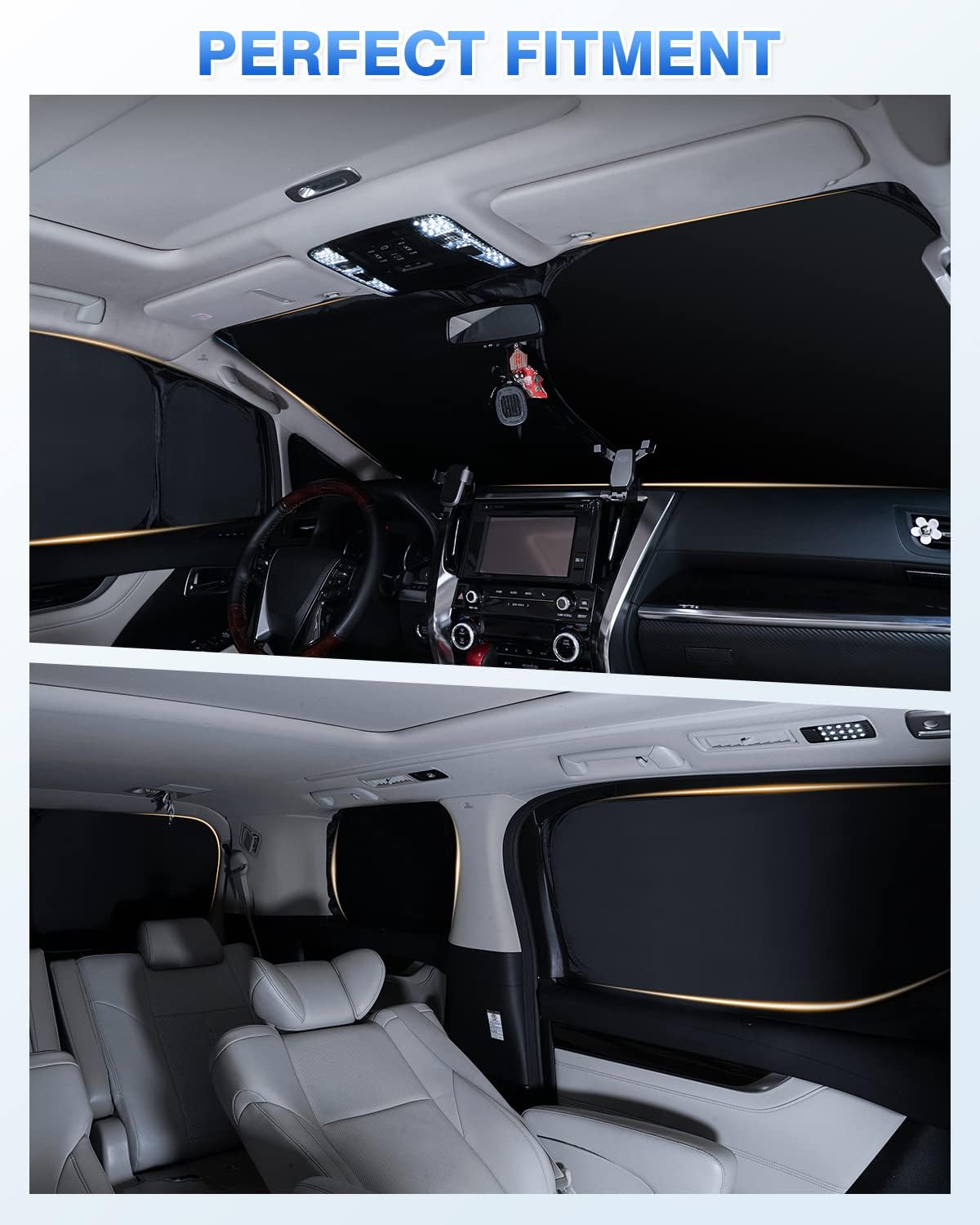 Windshield Sun Shade for 2021-2025 2026 Ford Bronco 4 Door Side Rear Window Shade Cover Sun Visor Shield Privacy Protection Keep Vehicle Cool Black 7PCS