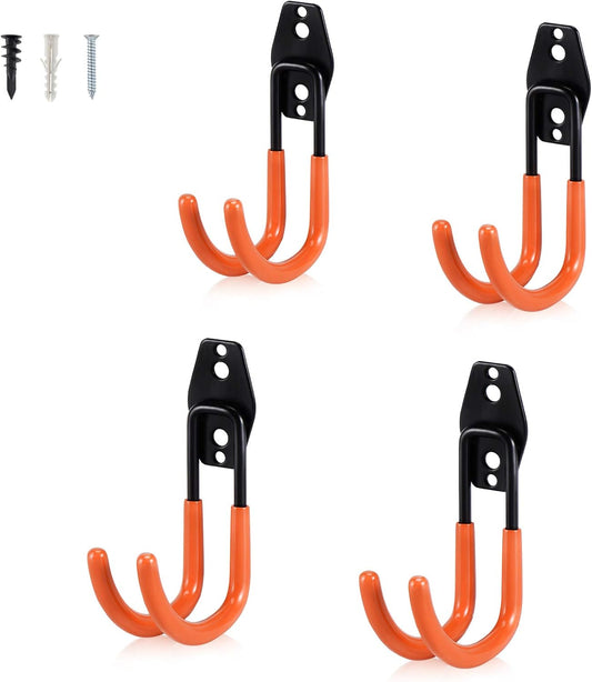 AOBEN Garage Hooks Heavy Duty, Steel Garage Storage Hooks, Utility Tool Hangers and Combinable Wall Mount for Organizing Ladders, Bikes, Hoses, and More Equipment (Large J, 4 Pack)