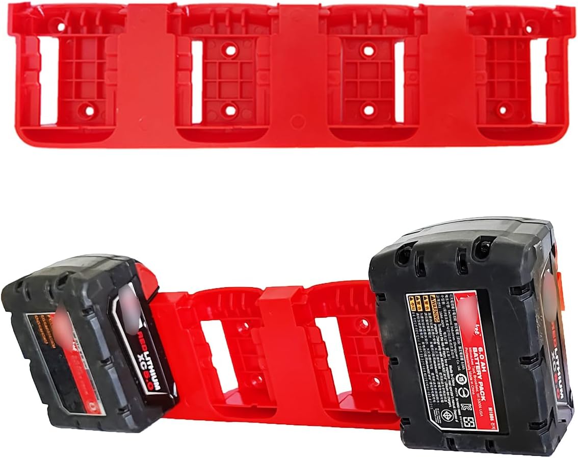 2Pcs Battery Holder 4 Slot Bulk Battery Garage Organizer Mount Fit for Milwaukee M18 Battery