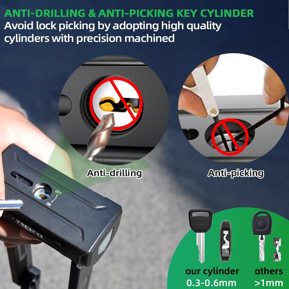 RBRL Folding Bike Lock, 3.6ft Heavy Duty Anti Theft, Hardened Steel 8mm Chain Lock with 4 Keys for Ebikes, Scooters, Motorcycles & MTB