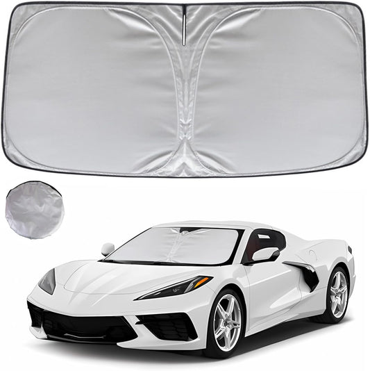 KAYZT Windshield Sun Shade for 2020-2025 Che-vrolet/Chevy Corvette Foldable Sunshade Front Window Custom Fit Car Accessories