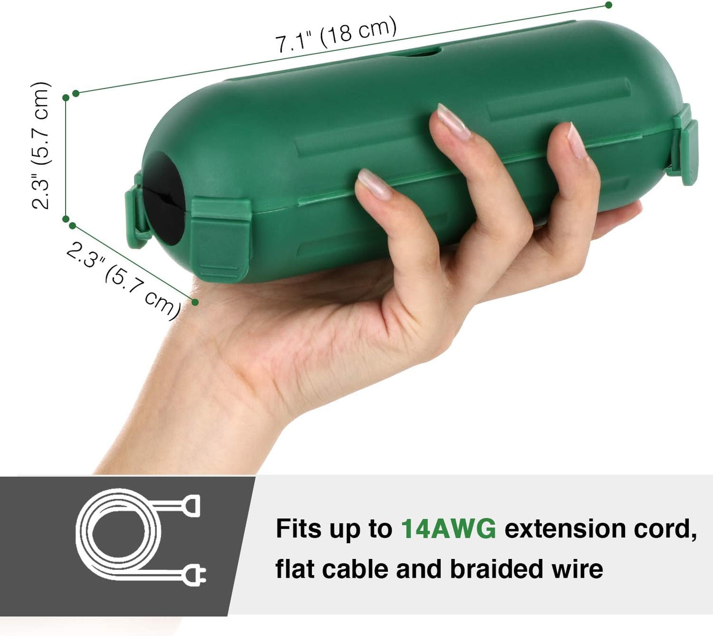 Flemoon [9 Pack] Outdoor Extension Cord Safety Cover, IP44 Waterproof Connection Protector, Weatherproof Electrical Box for Outdoor Plug, Outlet, Holiday Light, Christmas Decorations, Green