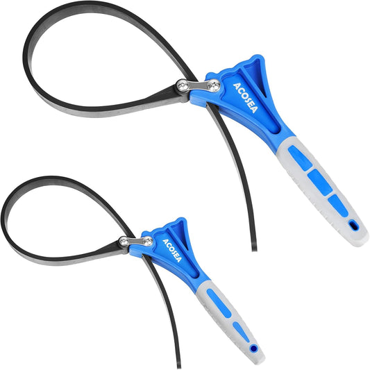 2-Pack Strap Wrench, 6" and 4" Rubber Strap, Adjustable Blet Jar Opener, Water Filter Plumbing Faucet Tool