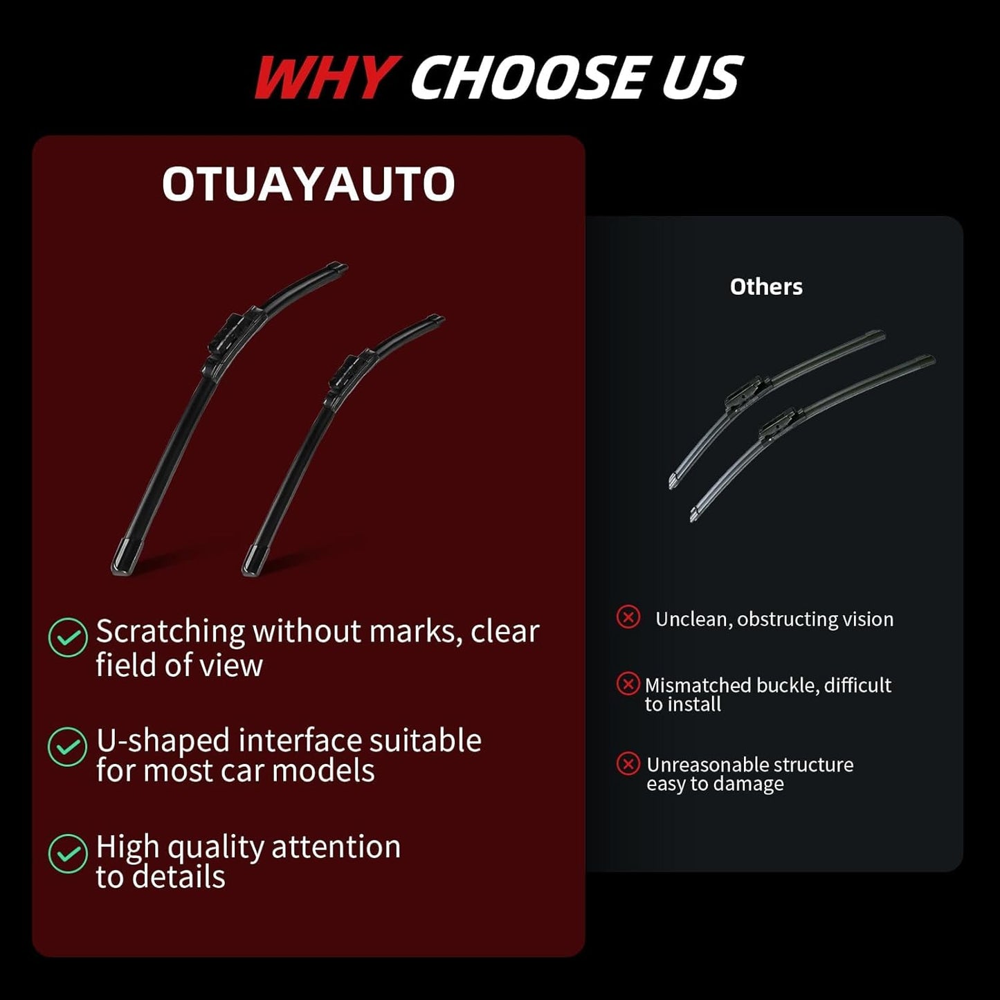 OTUAYAUTO Premium Windshield Wiper Blades - Replacement for Volvo XC90 2016-2022 - Precision Fit, All-Weather Performance, Front and Rear Wiper Blades, Top Lock - 24"+20"+14" (Pack of 3)