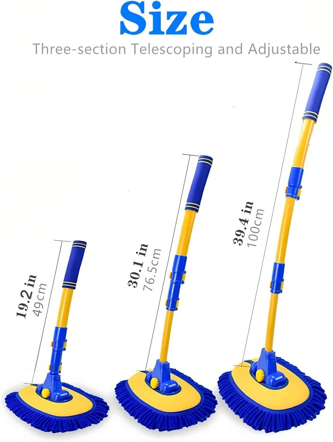 Upgrade Car Wash Brush Mop with Long Handle,Car Wash Brush Car Cleaning Brush Kit Car Wash Mop Car Wash Brush with Hose Attachment Car Washing Brush with Scratch-Free Replacement Head(Blue