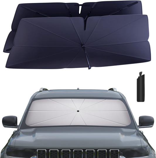 Windshield Sun Shade Umbrella: for Jeep Grand-Cherokee-2021-2025 - Front Custom Car Window Shades - Double Thickened Foldable Jeep Grand Cherokee Sunshades Block UV Keep Cool