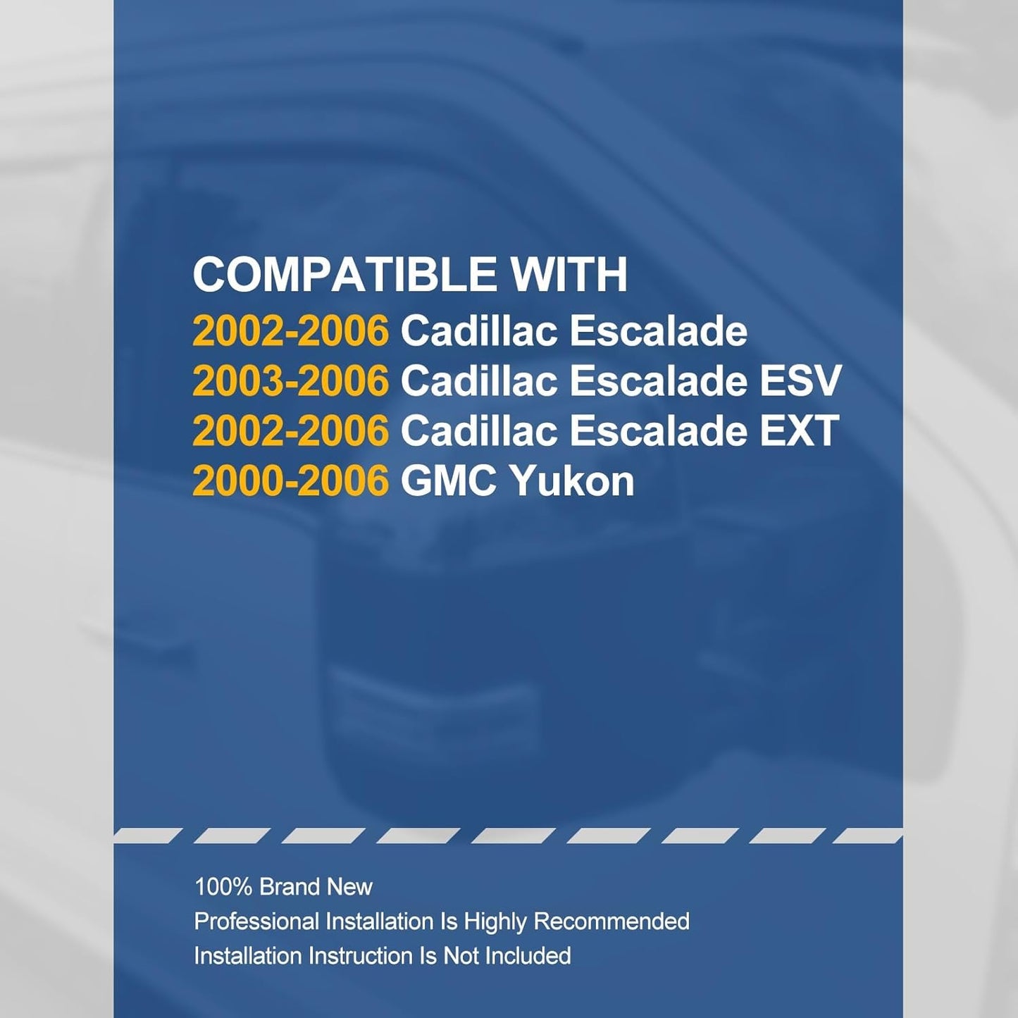 Auto Dynasty Set of 4 Carbon Fiber Pattern Window Visors Compatible with 00 01 02 03 04 05 06 Cadillac Escalade EXT ESV GMC Yukon, Tape-On Rain Guards Shield Vent Shade Deflector Glossy Black
