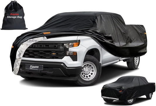 Kayme Truck Cover Custom Fit Chevy Silverado 1500(1998-2018) Extended Cab LB. Full Exterior Heavy Duty Outdoor Pickup Truck Car Cover Waterproof All Weather.Car Tarp for Wind Sun Dust Protection.