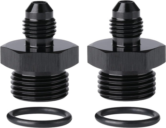 4AN Male Flare to 8AN ORB O-ring Boss Fuel Pump Rail Adapter Fitting Aluminum Black, Pack of 2