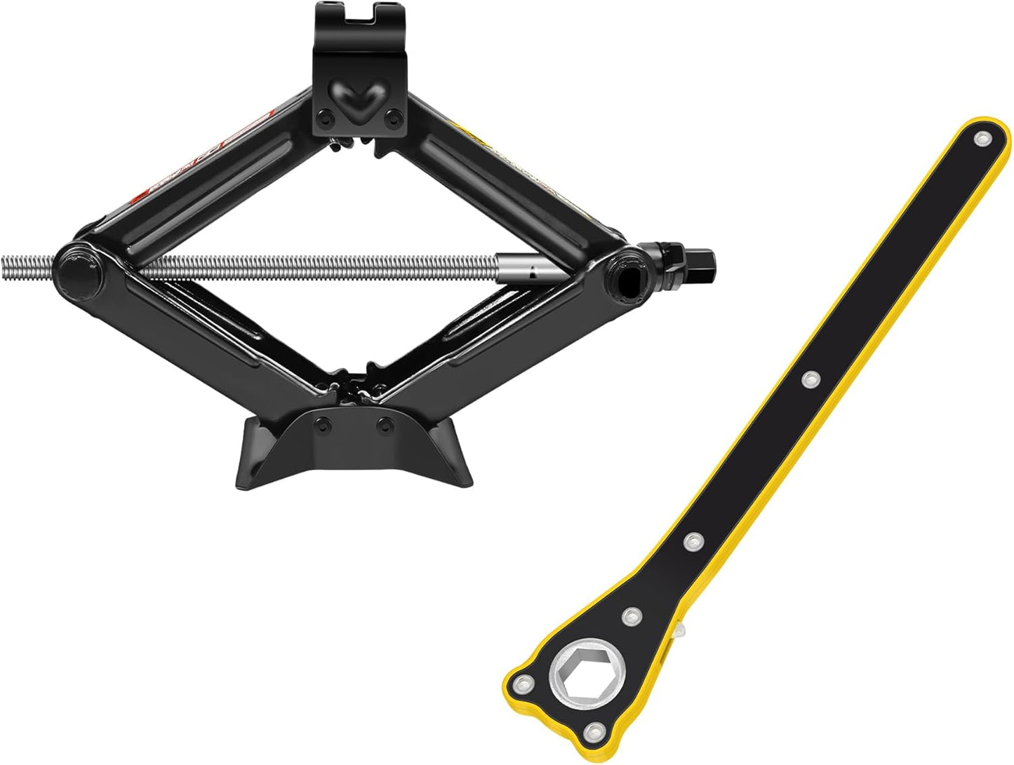 Car Jack Kit - Scissor Car Jack Max 2 Ton(4,409 lbs) Capacity Portable Emergency Tire Change Kit with Ratchet Lug Wrench - Saving Strength Design