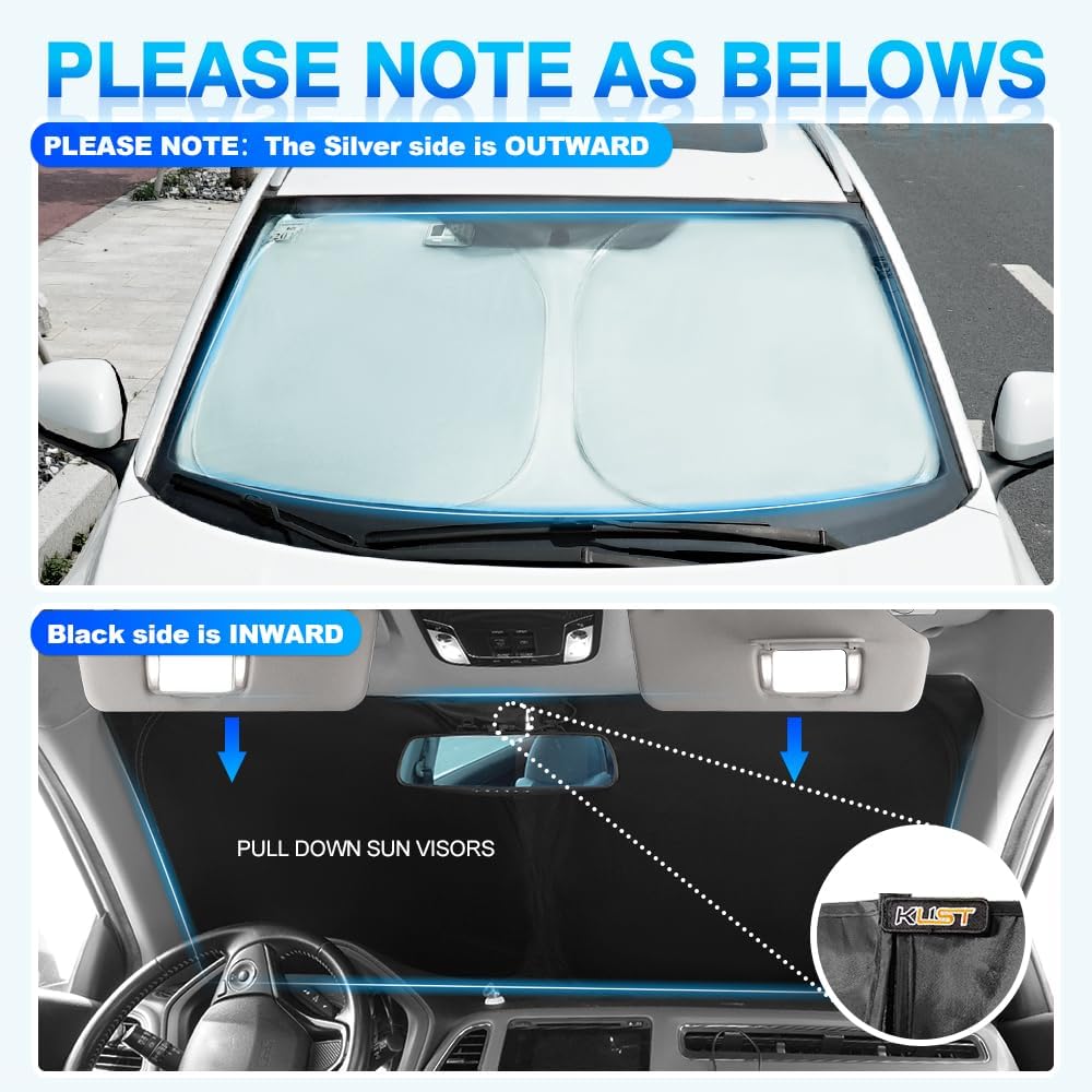 KUST Windshield Sun Shade for 2015 2016 2017 2018 2019 Hyundai Sonata Sedan Custom Fit Sunshade Foldable Sun Visor Protector Blocks UV Rays Keep Your Car Cooler