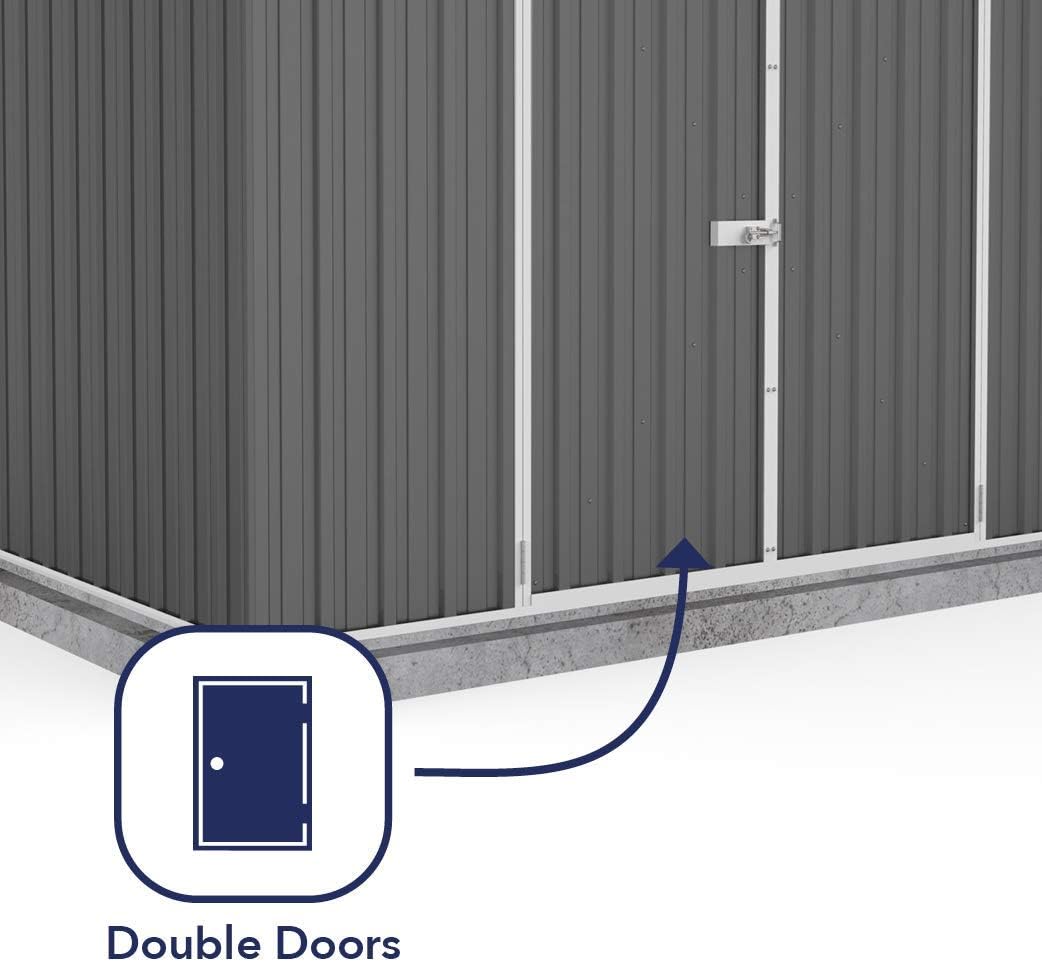 Premier Storage Sheds, 10'x7' Metal Garage, DIY Backyard Shed, Utility Tool Storage, Weather & Wind Resistant Aluminum Panels & Steel Frame, Maintenance-Free, 12 Year Warranty, Woodland Gray