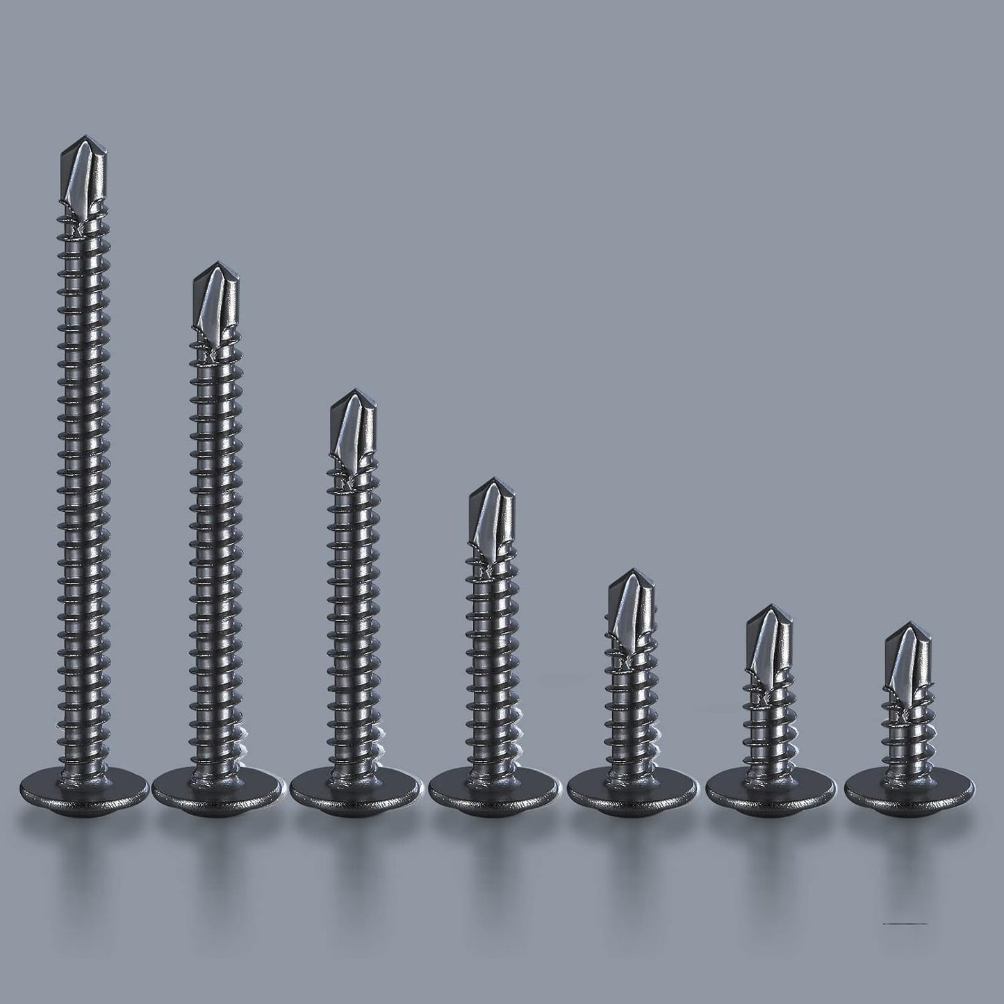 (300Pcs)#8×3/4” for Sheet Metal Self-Tapping Screws 410 Black Stainless Steel Truss Head High-Strength Quick Tapping