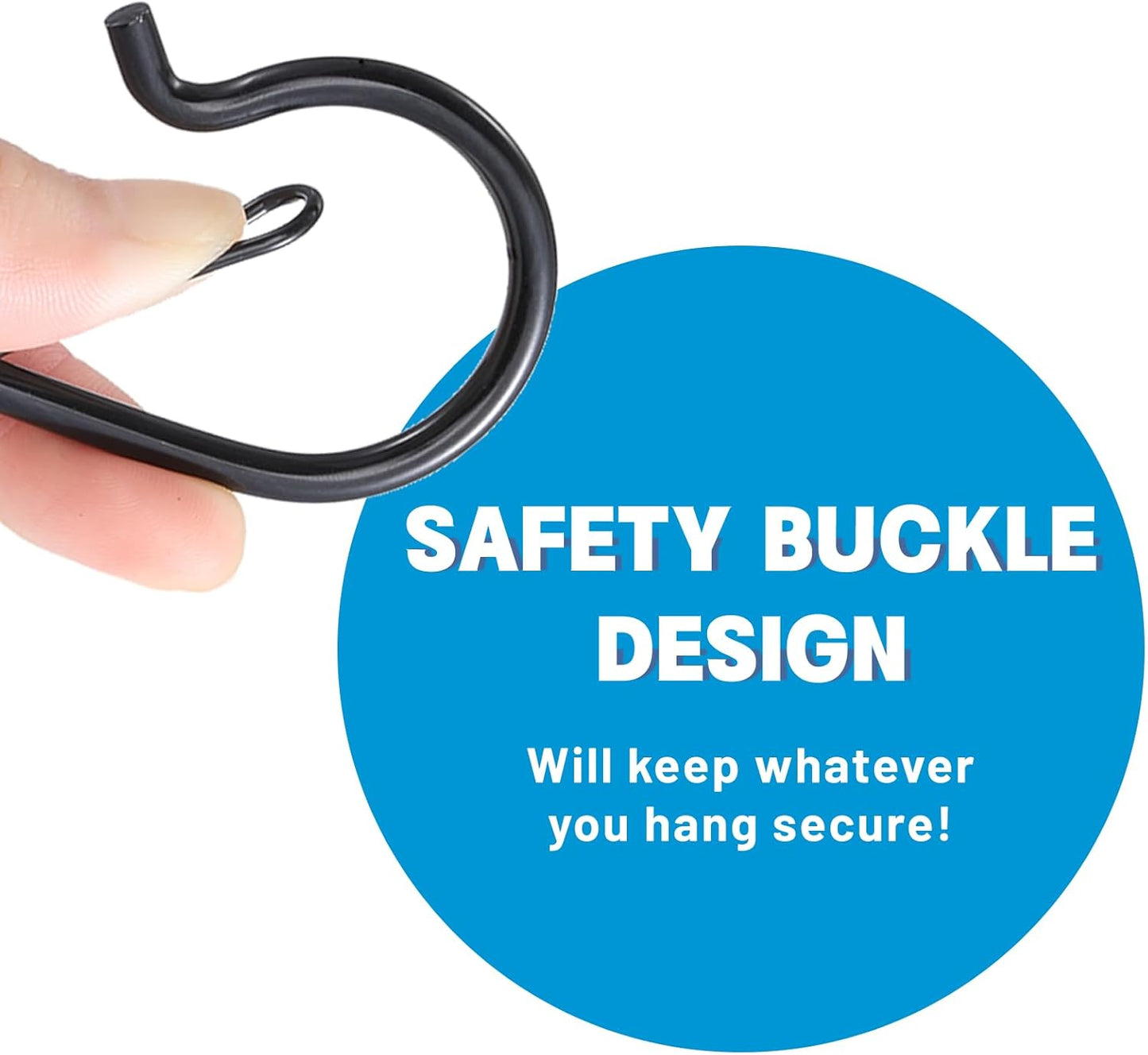 48 PCS Q-Hanger Hooks, Screw Hooks for Outdoor String Lights, Safety Buckle Design Cup Eye Hook for Hanging Christmas Lights, Plants, Wind Chimes, Mounted on Wall Ceiling, Include 1 Wing Nut Driver