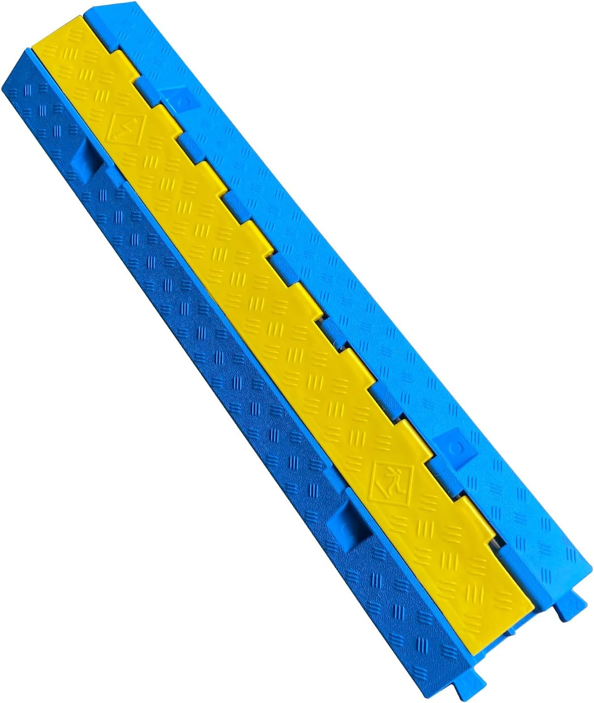 1 Pack Blue Rubber Cable Ramp Hose Cable Protector Ramp 2 Channel 22000Lbs Load Capacity Traffic Speed Bump Wires Power Lines Extension Cord Cover for Indoor Outdoor (B2XC06-1)…