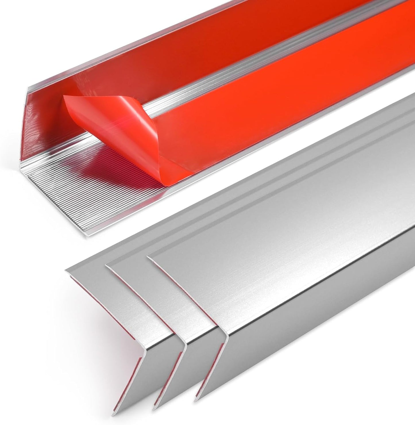 4PCS 45" Aluminum Metal Corner Protectors, Self Adhesive Corner Guards, Metal Wall Edge Protector Strip, Furniture Corner Protectors, Wall Cabinet Baseboard Decoration 45" x 1" (Silver)