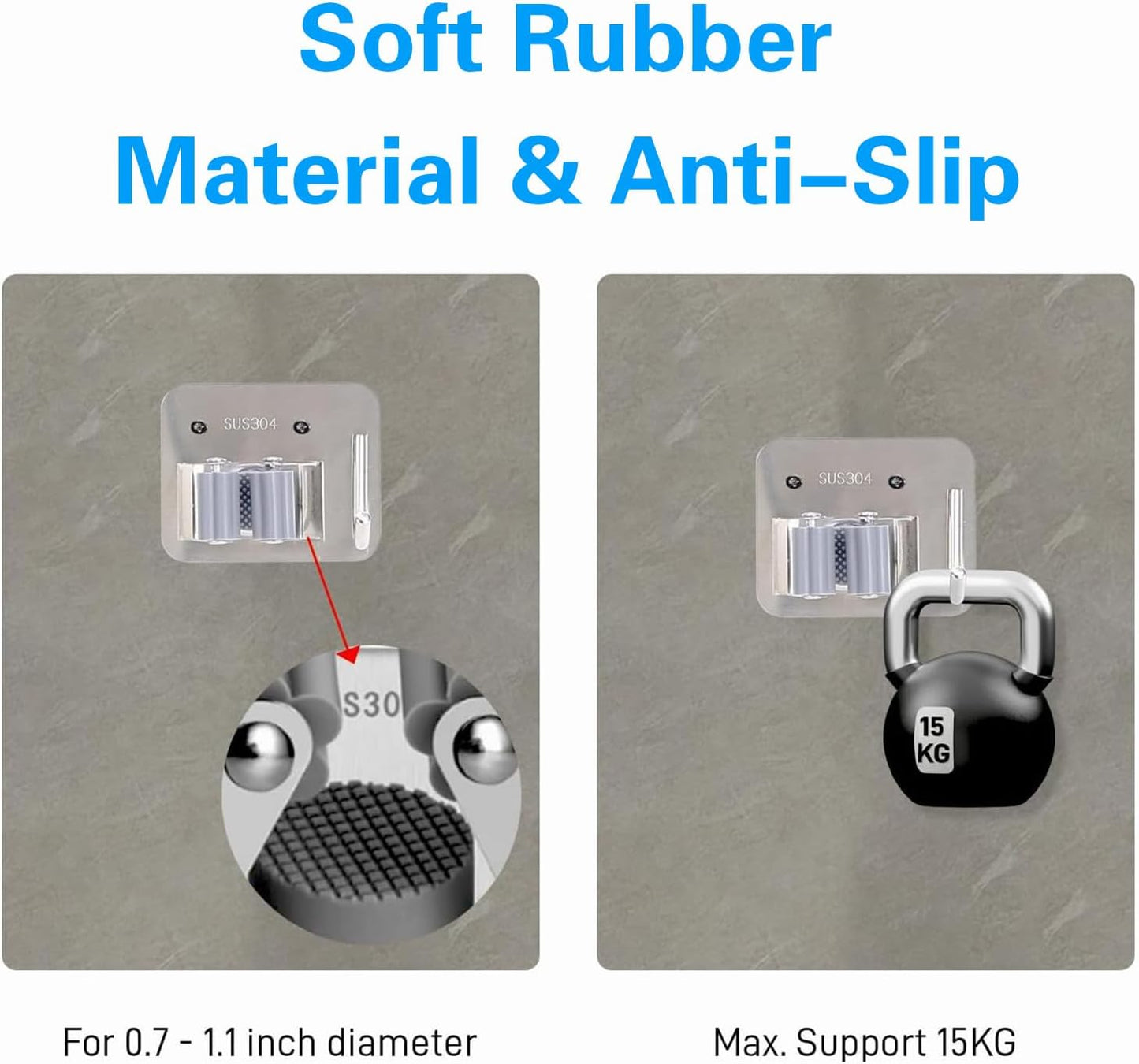 5 Pack Broom Holder Heavy Duty Stainless Steel Broom Hanger with Hooks Screw Drilling Rust Resistant Mop and Broom Holder Wall Mount for Bathroom Kitchen Laundry Room Garage - Silver