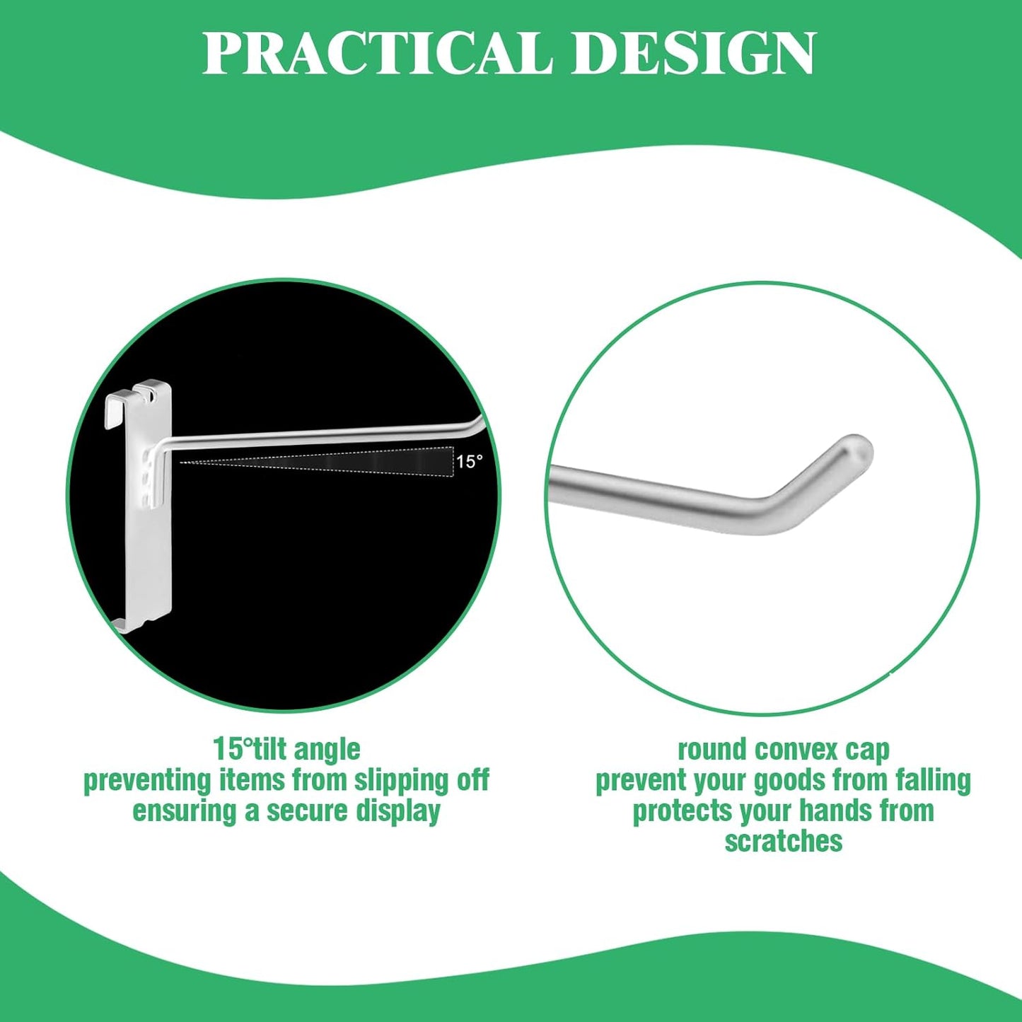 40Pcs 6" Gridwall Display Hooks Assortment Set, White Metal Grid Wall Panel Hanging Display Hook for Garage Shop Retail Storage, Wire Diameter 5mm/ 0.2”