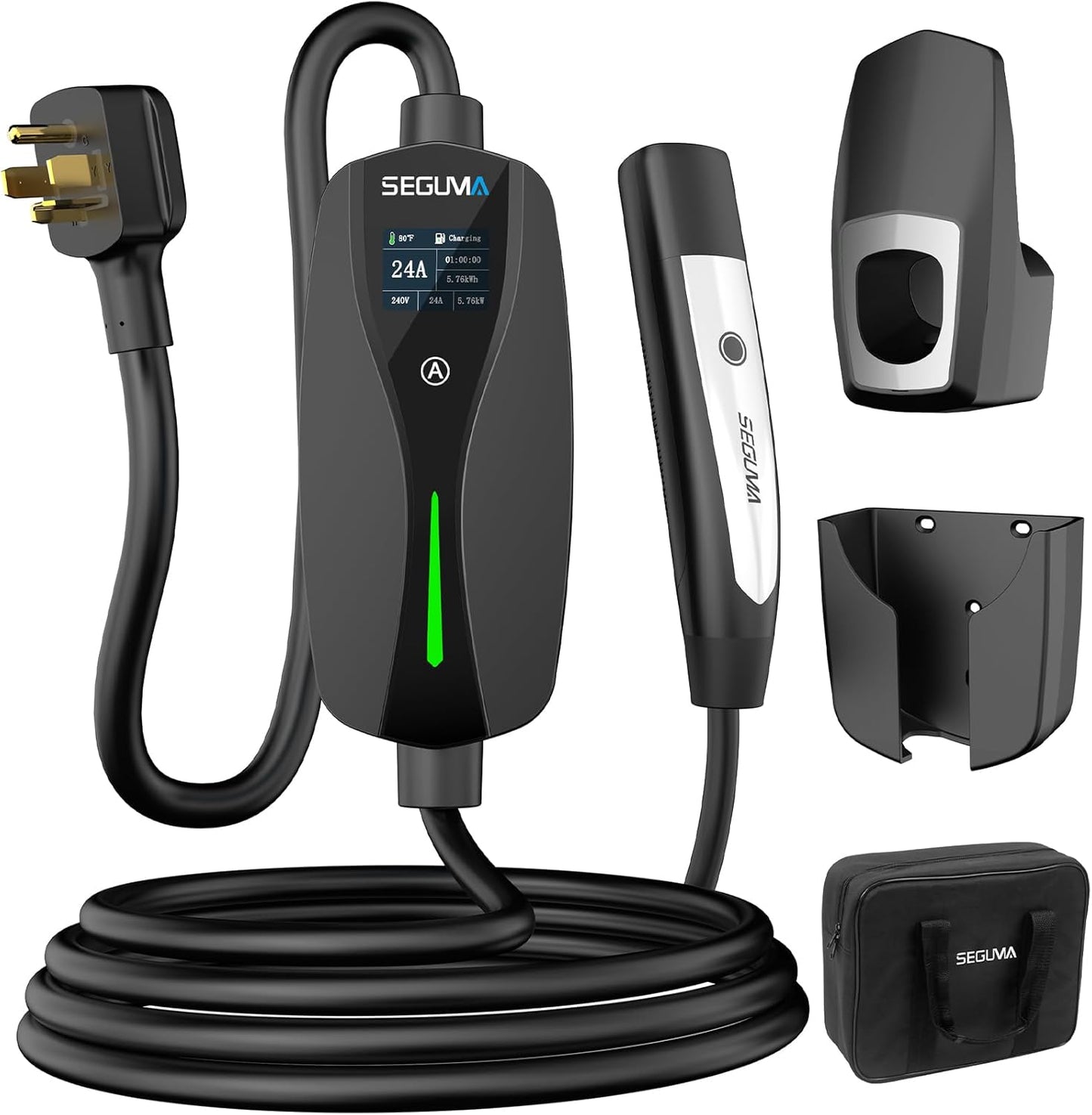 Level 2 Tesla Charger-24Amp 240V, NEMA 14-30 Plug, 25FT Extension Cable, Adjustable Current (10-24A)-Portable Home Mobile EV Charger for Model Y/X/3/S/Cybertruck, Fit 4-Prong Dryer Outlet