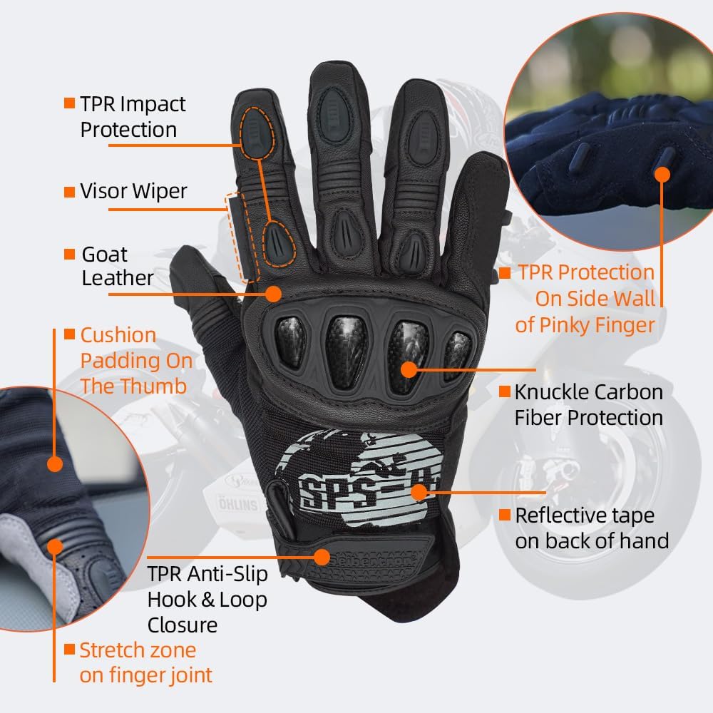 Seibertron SPS Series Touchscreen Motorcycle Motocross BMX ATV MTB Bicycle Cycling Full or Half Finger Gloves Adult and Youth