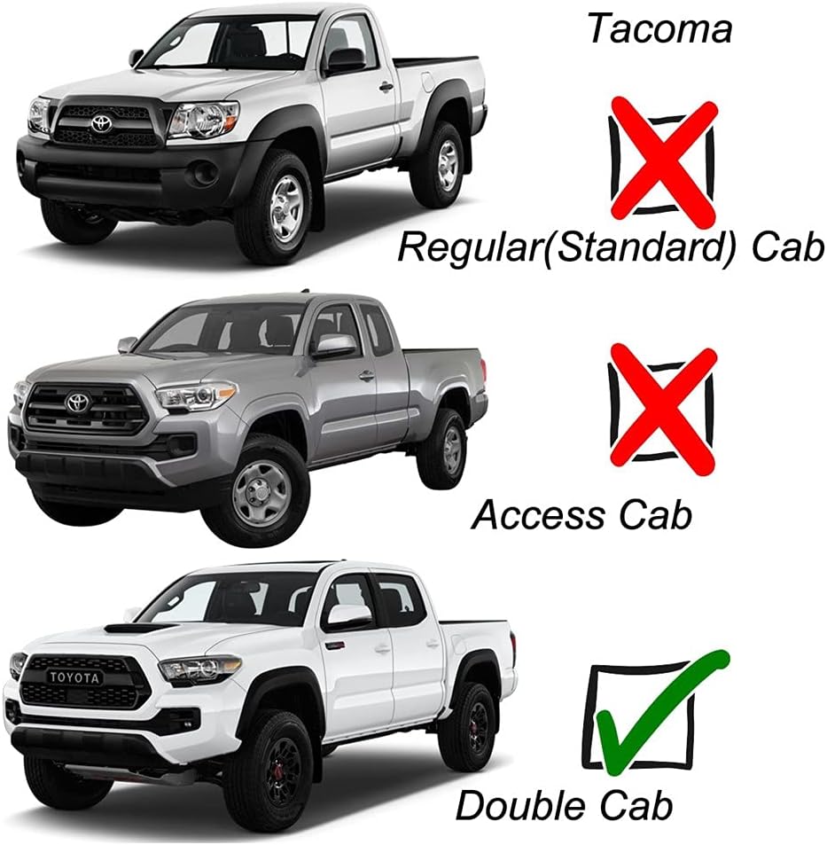 94056 Side Window Wind Deflector,4pc Outside Mount Style Shade Sun Rain Guards Set,Nice Window Visor fit for 2005-2015 Toyota Tacoma Double/Crew Cab with 4 Full Size Doors
