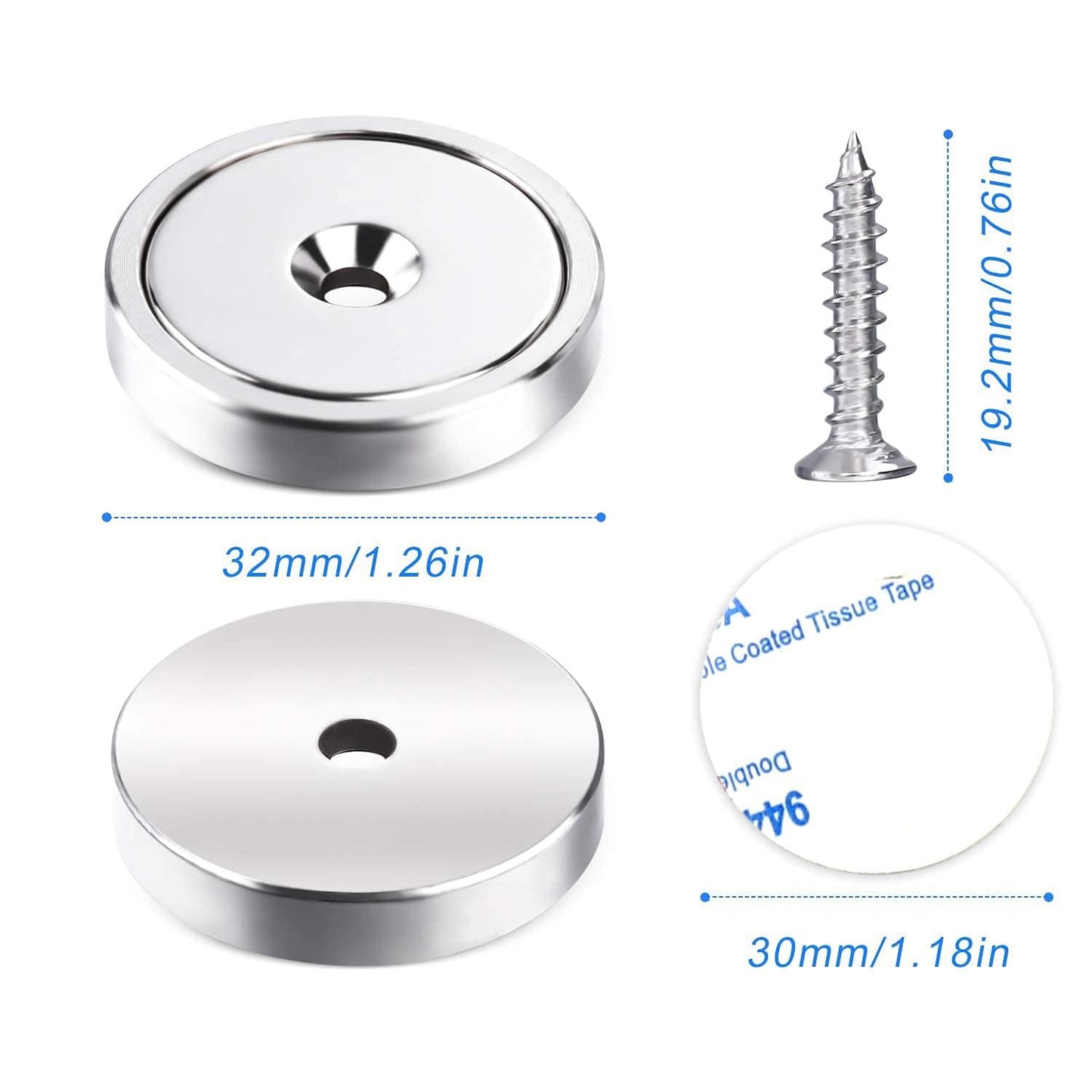 LOVIMAG Neodymium Cup Magnets, 110lb+ Strong, Heavy Duty, Rare Earth, Round Base, Pack of 12