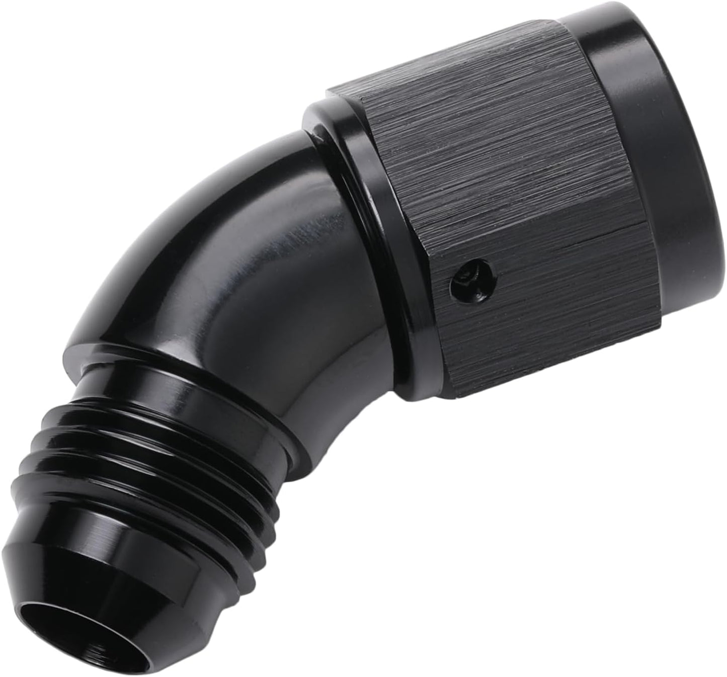 45 Degree 6AN Male to 6AN Female Swivel Full Flow Fitting Adapter Coupler Aluminum Black