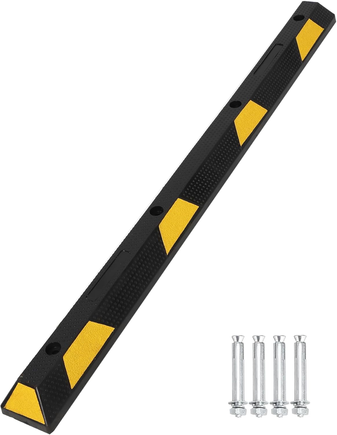 Garvee 72 Inch Heavy Duty Rubber Parking Curb, Garage Car Wheel Stopper with Yellow & Black Reflective Strips, Durable Speed Bump for Driveway, Warehouse & Parking Lots