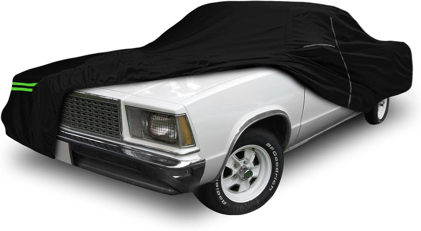 Waterproof Car Cover Compatible with Chevrolet El Camino 1964-1967 & 1978-1987 300D All Weather Classic Car Covers with Zipper Door Reflective Strips Lock for Snow Rain Dust