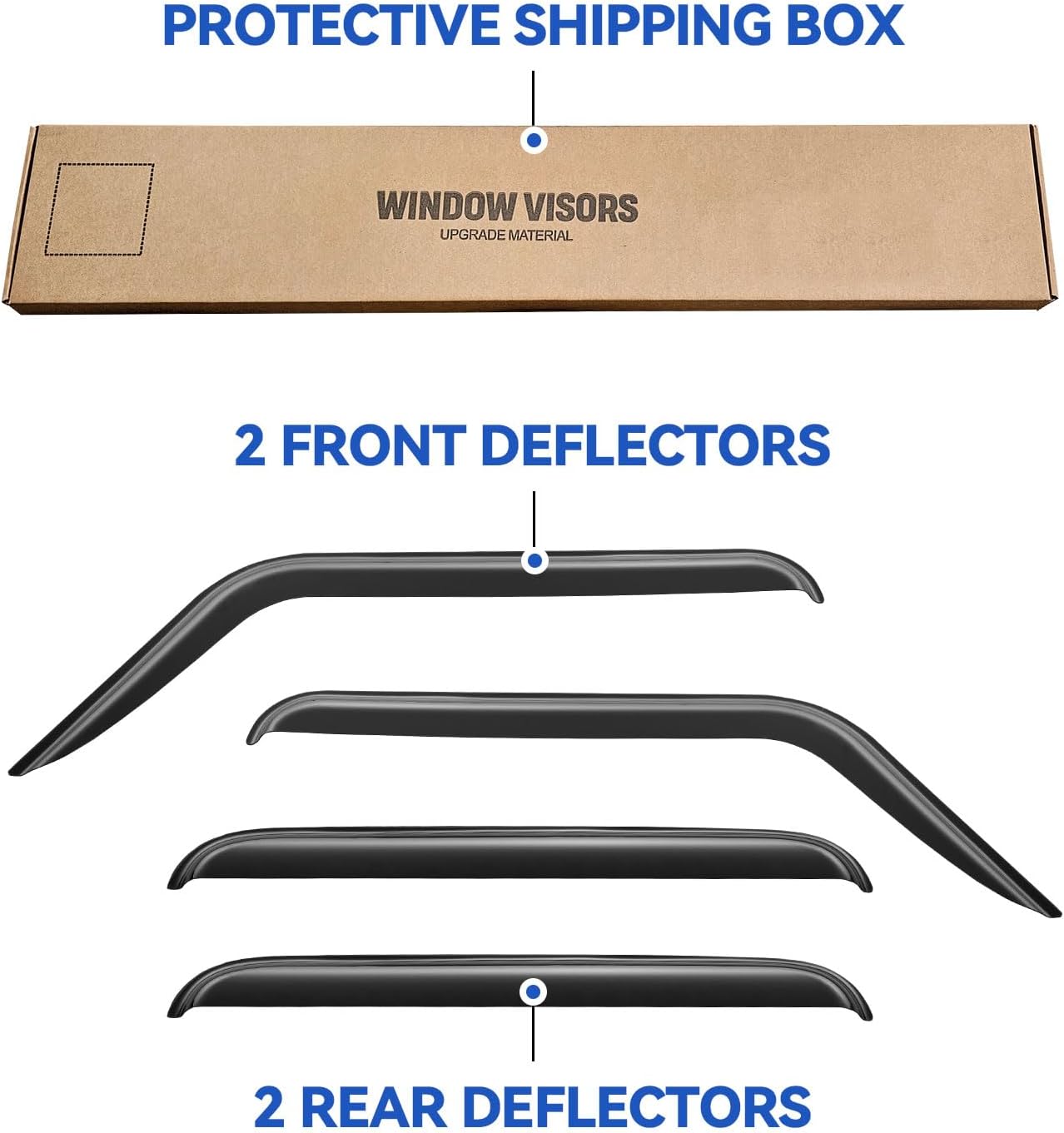 Window Visors Rain Guards for 2018-2025 Jeep Wrangler JL, Out-Channel Window Vent Wind Deflectors Visors Shades for 2020-2025 Jeep Gladiator