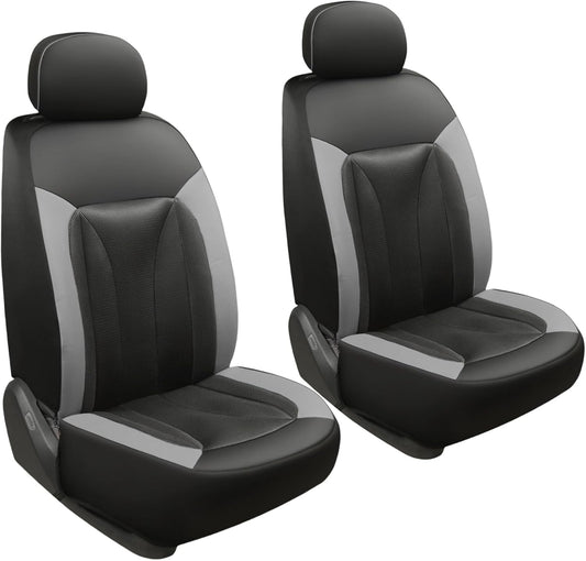 GIANT PANDA 2-Pack Front 3D Air Mesh Car Seat Covers Custom Fit Dodge Ram 1500 2500 3500 Trucks Seat Protectors with Composite Sponge Inside Breathable Automotive Interior Covers(Grey/Gray)