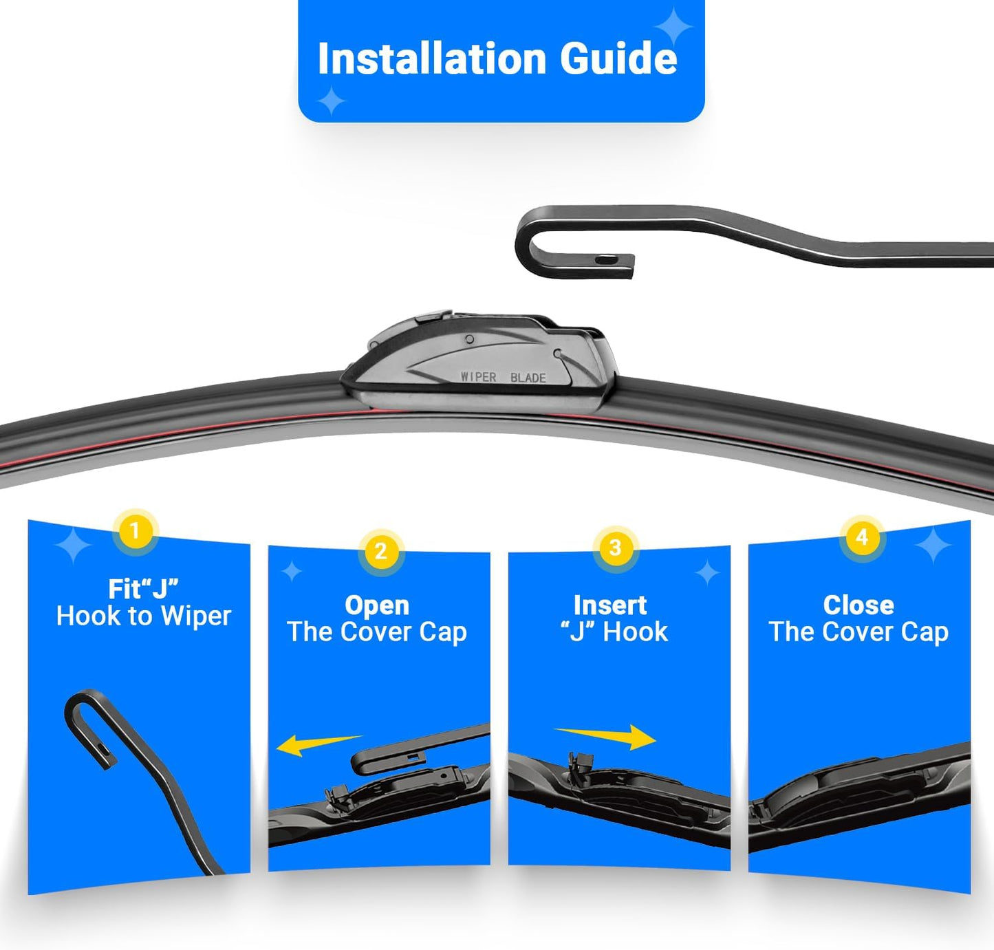 Windshield Wiper Blade Set Replacement for 2005-2022 Honda Odyssey Original Equipment Replacement Front Rear Wiper Blades-26"/22"/16" (Set of 3) U/J Hook